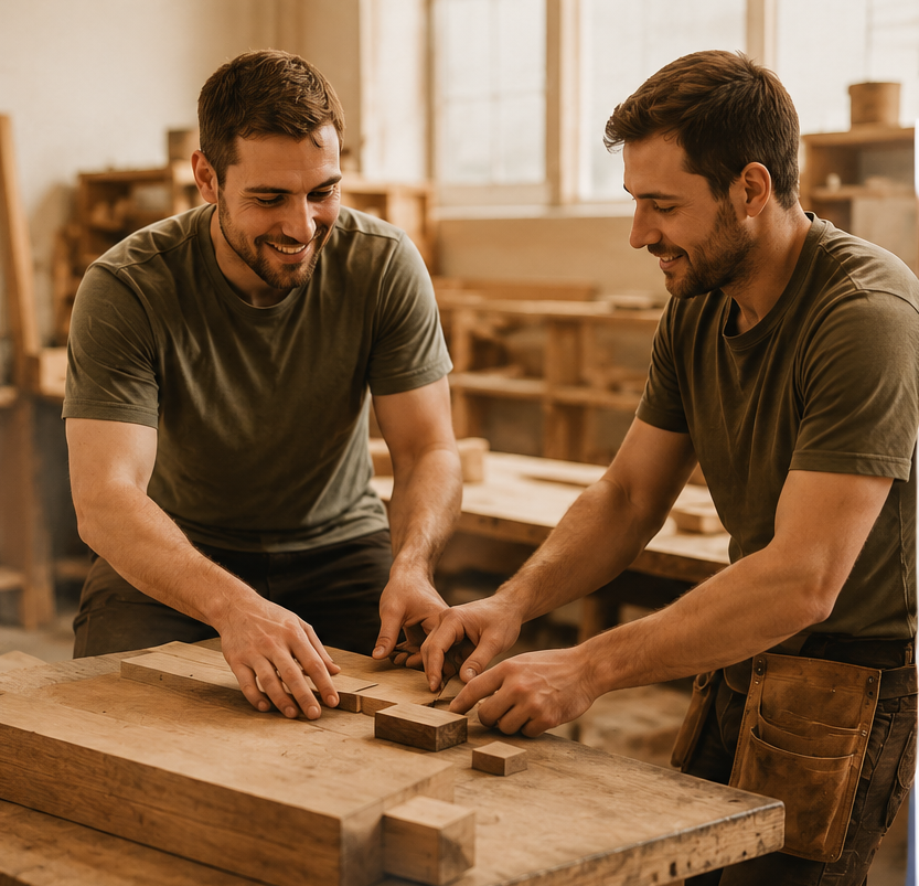 Kreatives Handwerk bei der handwerklichen Bearbeitung von Holz